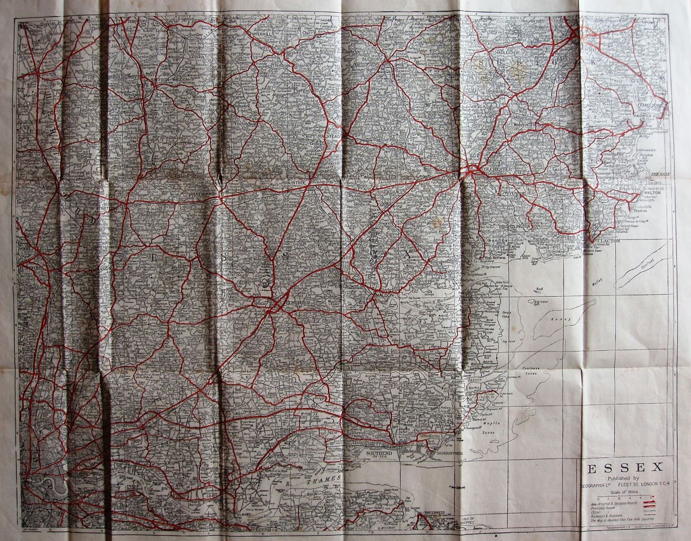 Geographia Up to Date Road Map of Essex, 1942